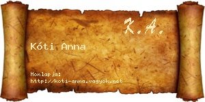 Kóti Anna névjegykártya